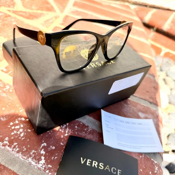 Versace VE3341U Eyeglasses Black Cat Eye Gold Medusa 52 18 145 NEW IN BOX - Picture 5 of 8